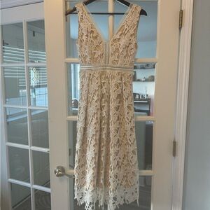 Cream and nude lace cocktail dress